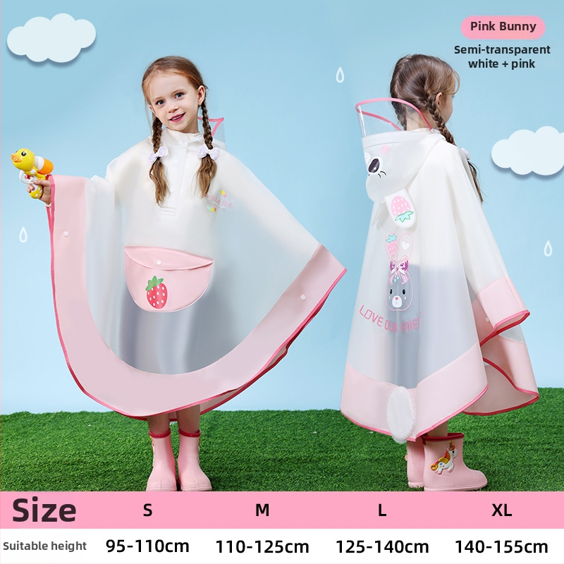 Detský EVA nepremokavý plášť-pončo v štýle plášte, s priestorom na batoh