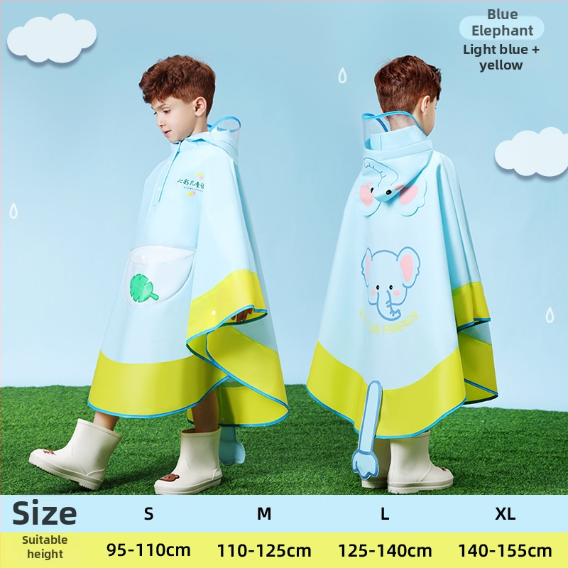 Detský EVA nepremokavý plášť-pončo v štýle plášte, s priestorom na batoh