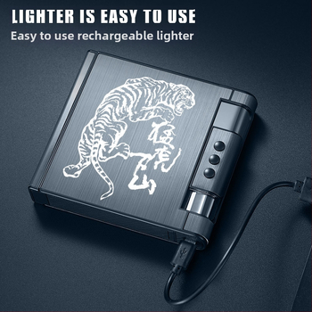 Hliníková USB dobíjateľná zapaľovač s integrovaným puzdrom, opakovane použiteľný, možnosť tlače loga, štýl svetlý luxus – Water Ice, balenie 100 kusov