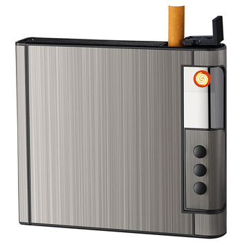 Hliníková USB dobíjateľná zapaľovač s integrovaným puzdrom, opakovane použiteľný, možnosť tlače loga, štýl svetlý luxus – Water Ice, balenie 100 kusov