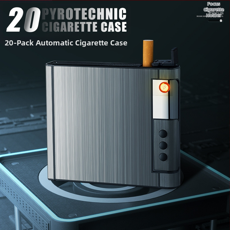 Hliníková USB dobíjateľná zapaľovač s integrovaným puzdrom, opakovane použiteľný, možnosť tlače loga, štýl svetlý luxus – Water Ice, balenie 100 kusov