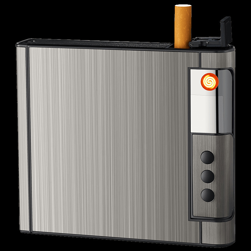 Hliníková USB dobíjateľná zapaľovač s integrovaným puzdrom, opakovane použiteľný, možnosť tlače loga, štýl svetlý luxus – Water Ice, balenie 100 kusov