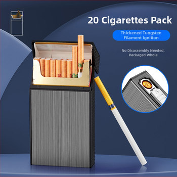 Hlinírová krabička na cigarety s integrovaným nabíjateľným zapaľovačom, moderný minimalistický štýl, gravírovanie/logo na prispôsobenie, ideálny darček k narodeninám, na nový domov alebo firemné dary