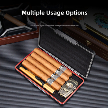 Humidor na cigary z leteckého hliníka, sada 5 dielov, ultra tenký 3 cm, vodeodolný, prenosný