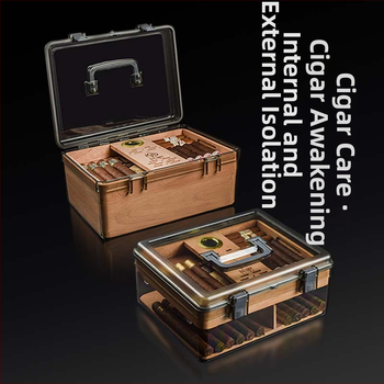 Grus humidor na cigare s cedrovým drevom na starnutie, prenosný a uzavretý