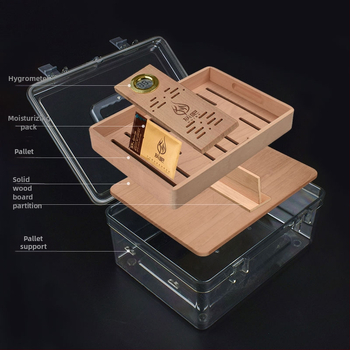 Grus humidor na cigare s cedrovým drevom na starnutie, prenosný a uzavretý