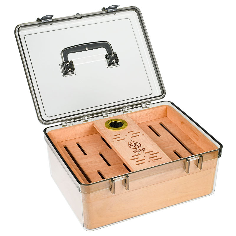 Grus humidor na cigare s cedrovým drevom na starnutie, prenosný a uzavretý
