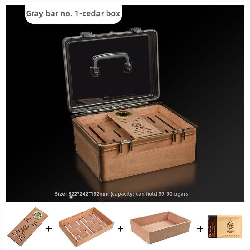 Grus humidor na cigare s cedrovým drevom na starnutie, prenosný a uzavretý