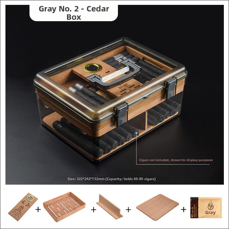 Grus humidor na cigare s cedrovým drevom na starnutie, prenosný a uzavretý