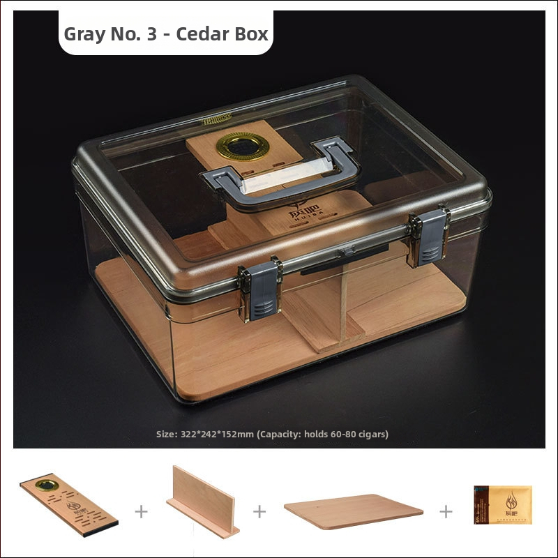 Grus humidor na cigare s cedrovým drevom na starnutie, prenosný a uzavretý