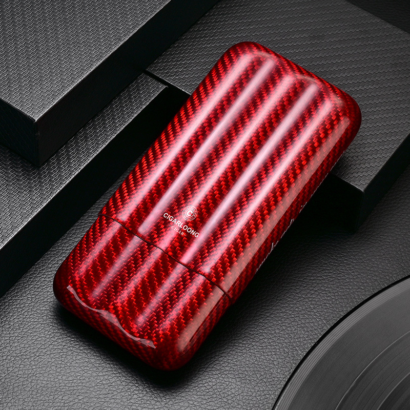 CIGARLOONG Karbónové vlákna obal na cigáre s vlhčovacím trubičkou, prenášateľný ultra ľahký, ochranné puzdro s kľúčenkou