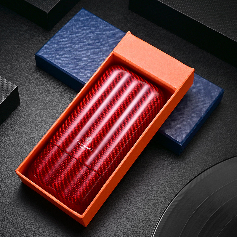 CIGARLOONG Karbónové vlákna obal na cigáre s vlhčovacím trubičkou, prenášateľný ultra ľahký, ochranné puzdro s kľúčenkou