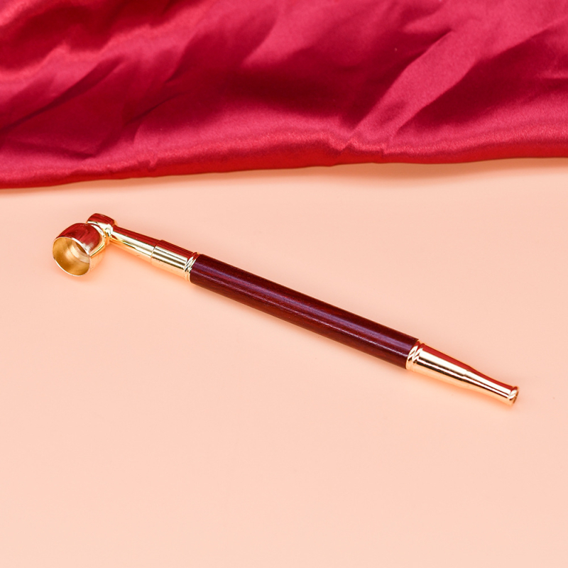 Pipa z ružového dreva so tromi funkciami, mosadzová miska, filter a prenosná taštička na suchý tabak