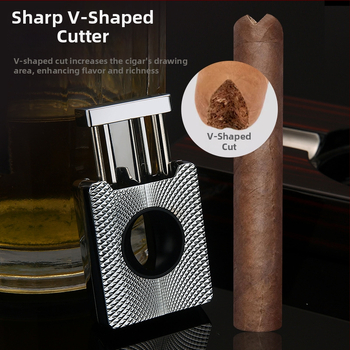Zastrihávač cigár, kovové V‑tvarné pružinové čepele, prenosný, ručne vyrobený, značka HONEST