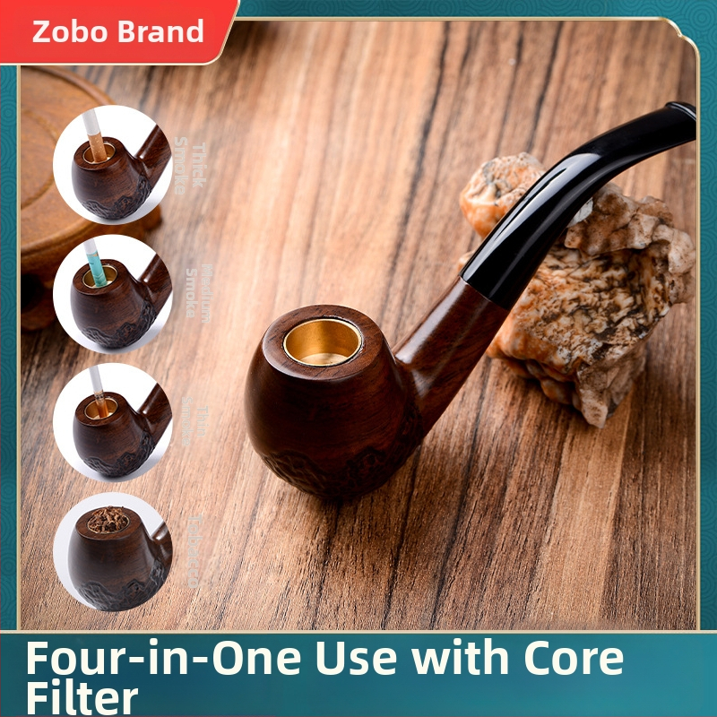 Zobo fajka zo santalového dreva s filtrom – suchá fajka s štyrmi použitím, tradičný štýl