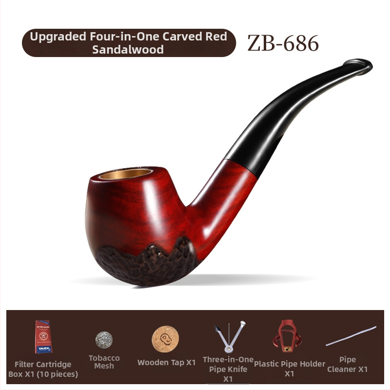 Zobo fajka zo santalového dreva s filtrom – suchá fajka s štyrmi použitím, tradičný štýl