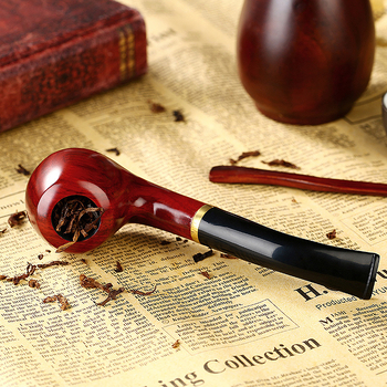 Fajka zo santalového dreva — ručne vyrobená, retro vyrezávaná, zakrivená, prenosná, súprava na ručné balenie tabaku