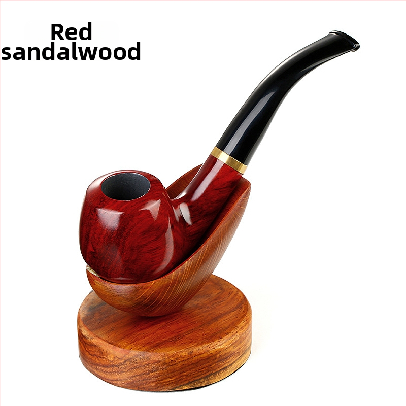 Fajka zo santalového dreva — ručne vyrobená, retro vyrezávaná, zakrivená, prenosná, súprava na ručné balenie tabaku