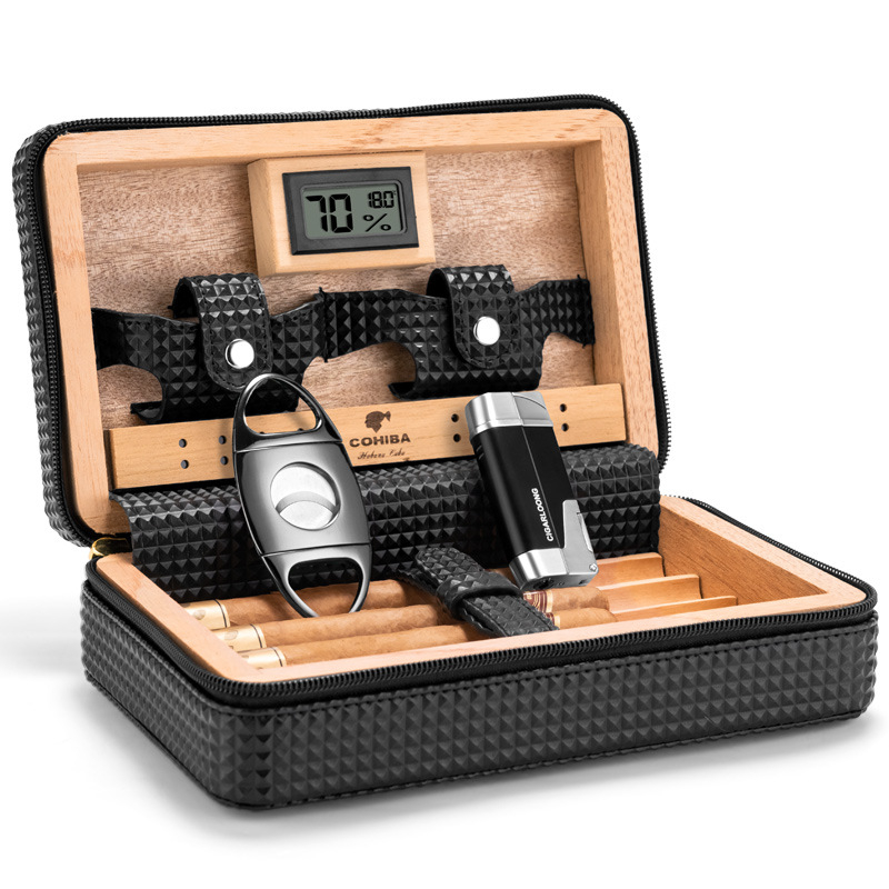 Cigarloong sada na cigary: drevená cedrová krabička, cestovný set, štyri kusy, ľahký luxusný štýl