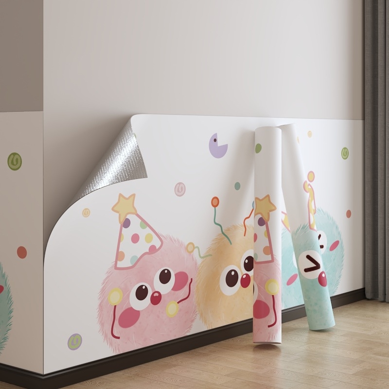 Samolepiace vodotesné PVC obklady na stenu do obývačky s detskou kreslenou dekoráciou, moderný minimalistický štýl