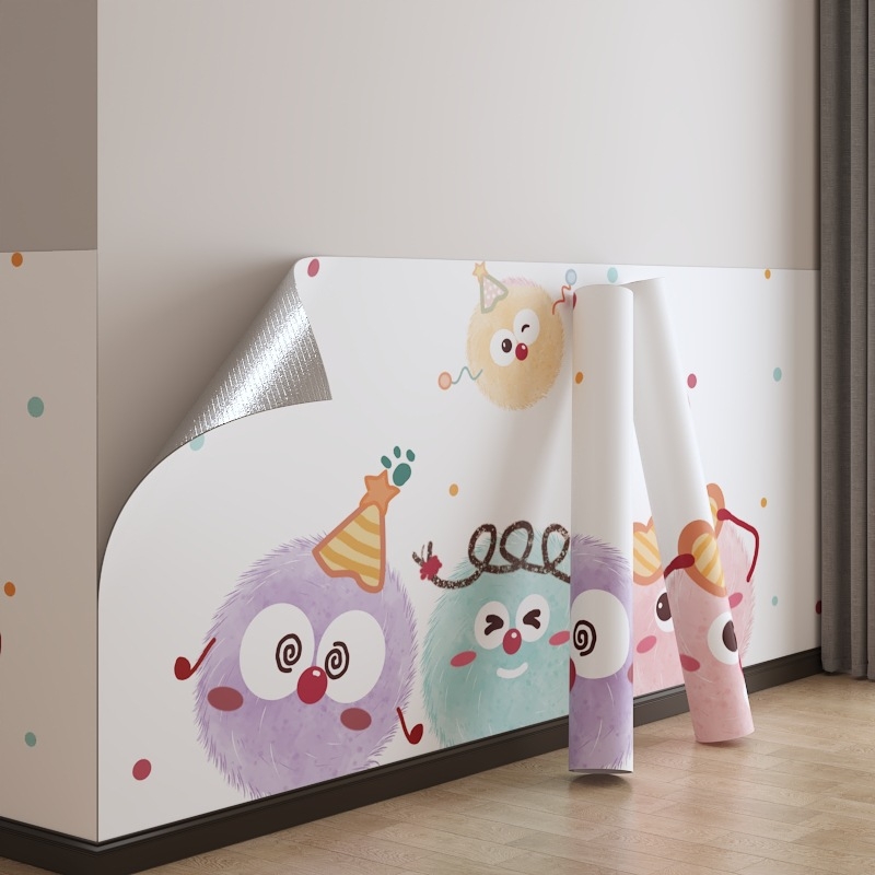 Samolepiace vodotesné PVC obklady na stenu do obývačky s detskou kreslenou dekoráciou, moderný minimalistický štýl