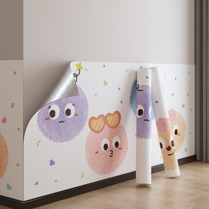 Samolepiace vodotesné PVC obklady na stenu do obývačky s detskou kreslenou dekoráciou, moderný minimalistický štýl