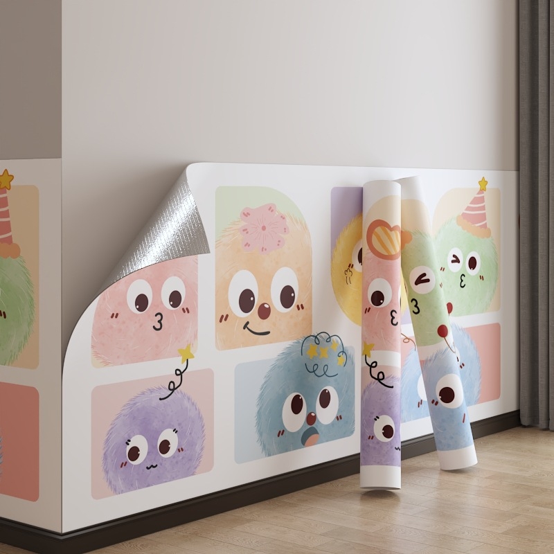 Samolepiace vodotesné PVC obklady na stenu do obývačky s detskou kreslenou dekoráciou, moderný minimalistický štýl