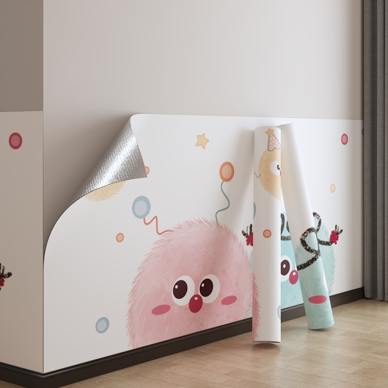 Samolepiace vodotesné PVC obklady na stenu do obývačky s detskou kreslenou dekoráciou, moderný minimalistický štýl