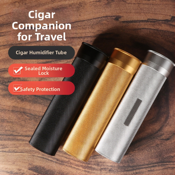 Zvlhčovač cigár s vlhkomerom, balenie 3-4 kusov, uzavreté a udržiava vlhkosť, prenosná kovová trubka