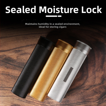 Zvlhčovač cigár s vlhkomerom, balenie 3-4 kusov, uzavreté a udržiava vlhkosť, prenosná kovová trubka