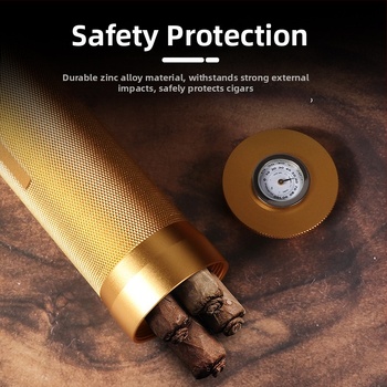 Zvlhčovač cigár s vlhkomerom, balenie 3-4 kusov, uzavreté a udržiava vlhkosť, prenosná kovová trubka
