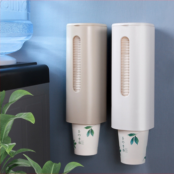 Safabaid ABS Nástenný Držiak Pohárov s Vekom Pre Jednorazové Poháre, Vakuové Upevnenie, 1 Vrstva, Kuchynské Uloženie