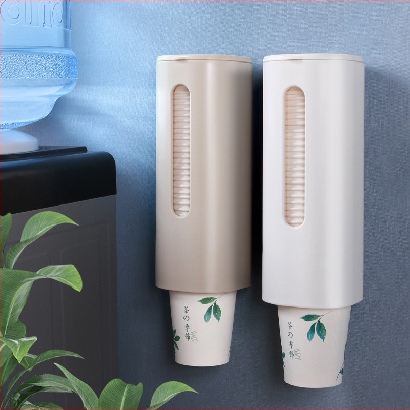 Safabaid ABS Nástenný Držiak Pohárov s Vekom Pre Jednorazové Poháre, Vakuové Upevnenie, 1 Vrstva, Kuchynské Uloženie