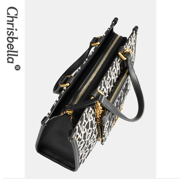 Geantă de umăr din PU cu broderie Jacquard, formă pătrată, street fashion, pentru călătorii de plăcere, Primăvara 2025