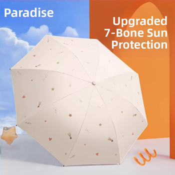 Paradise Umbrella - UV ochrana UPF50+, dvojitá konštrukcia, trojité zloženie ručne otvorenie/zatvorenie, 7 oceľových rebier, hmotnosť 310 g, vhodná na slnko aj dážď
