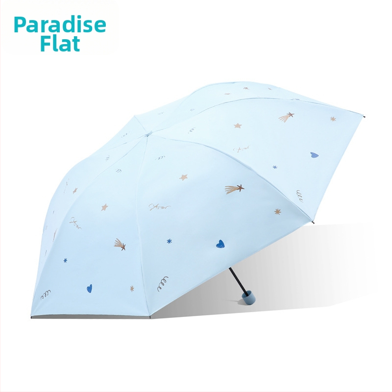 Paradise Umbrella - UV ochrana UPF50+, dvojitá konštrukcia, trojité zloženie ručne otvorenie/zatvorenie, 7 oceľových rebier, hmotnosť 310 g, vhodná na slnko aj dážď