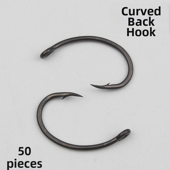 Sada rybárskych háčikov s hrbovým a nakloneným otvorom s prstenom, kovový teflónový trubka; pre sumca a kapra; Materiál: 54122; Značka: Other