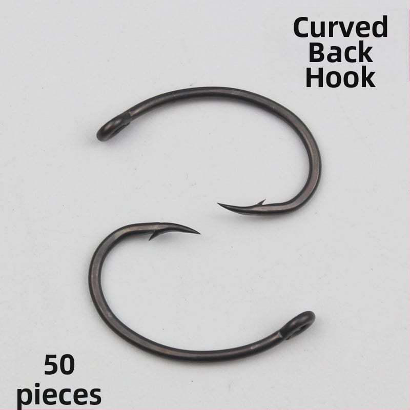 Sada rybárskych háčikov s hrbovým a nakloneným otvorom s prstenom, kovový teflónový trubka; pre sumca a kapra; Materiál: 54122; Značka: Other