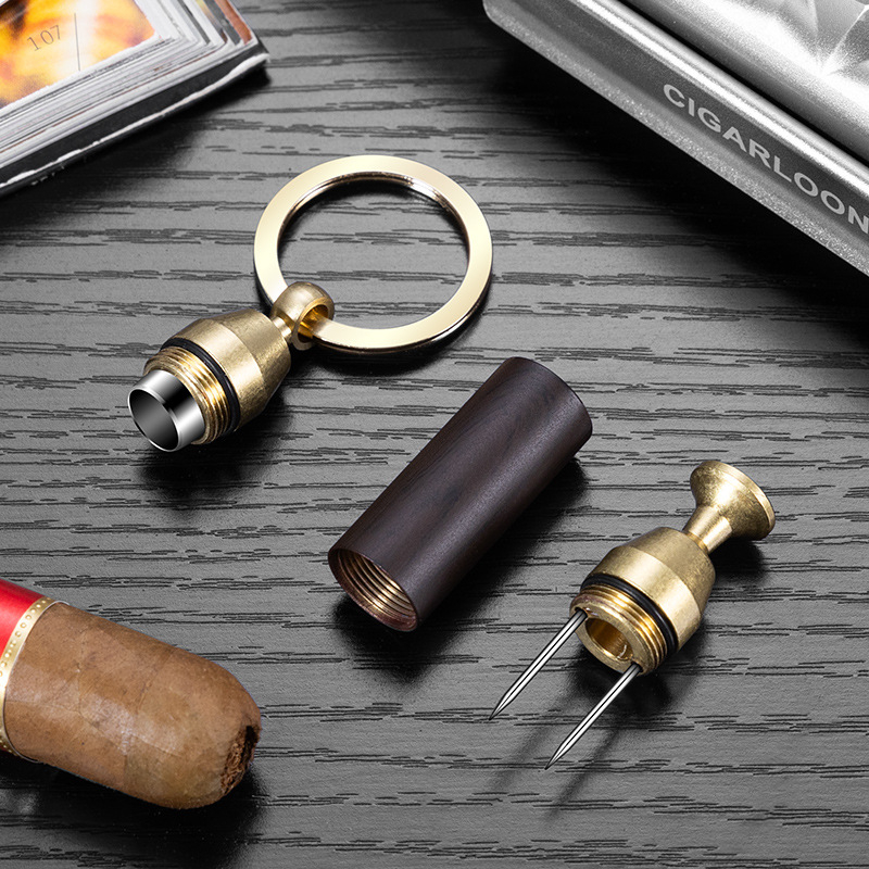 Dvojfunkčný nástroj na cigare – nerezová oceľ, prenosný, s vývrtkou na cigare a držiakom ihly CF-24L1