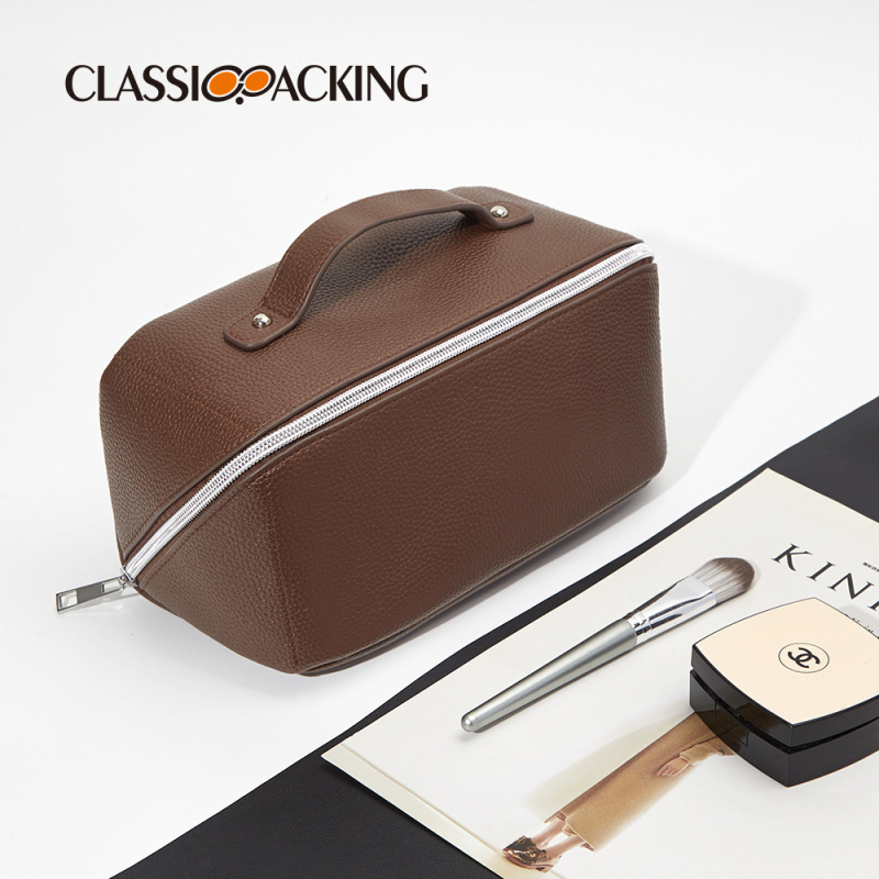 PU kožená viacsektorová taška na kozmetiku na cestovanie – vodeodolná, odolná voči opotrebeniu, veľký objem, podšívka z polyesteru