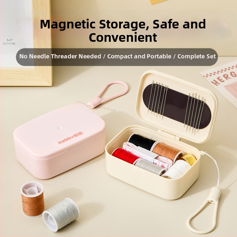 Magnetická škatuľka na ihly a niť – sada na domáce šitie, Suoxiang D2446, 140 kusov, 80 g, moderný štýl