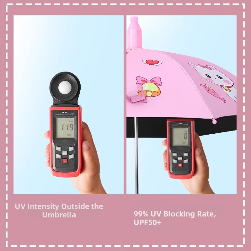 Detský dažďník s dlhým držadlom, 8 kovových rebier, 210T tkanina s vinylovým povlakom, UPF >50, ručné otvorenie zatvorenie