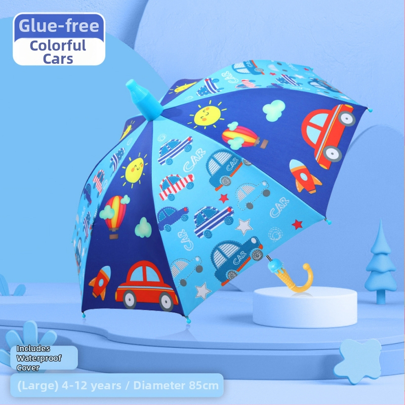 Detský dažďník s dlhým držadlom, 8 kovových rebier, 210T tkanina s vinylovým povlakom, UPF >50, ručné otvorenie zatvorenie