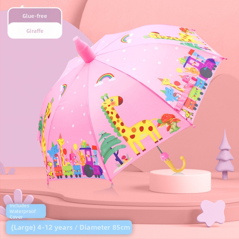 Detský dažďník s dlhým držadlom, 8 kovových rebier, 210T tkanina s vinylovým povlakom, UPF >50, ručné otvorenie zatvorenie