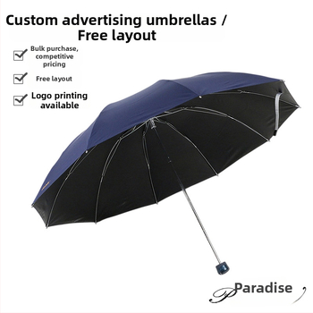Reklamný slnečný dážnik s 10 oceľovými ramenami, 190T tkanina, ručné otváranie/zatváranie, tlač loga, plastová rukoväť
