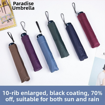 Reklamný slnečný dážnik s 10 oceľovými ramenami, 190T tkanina, ručné otváranie/zatváranie, tlač loga, plastová rukoväť