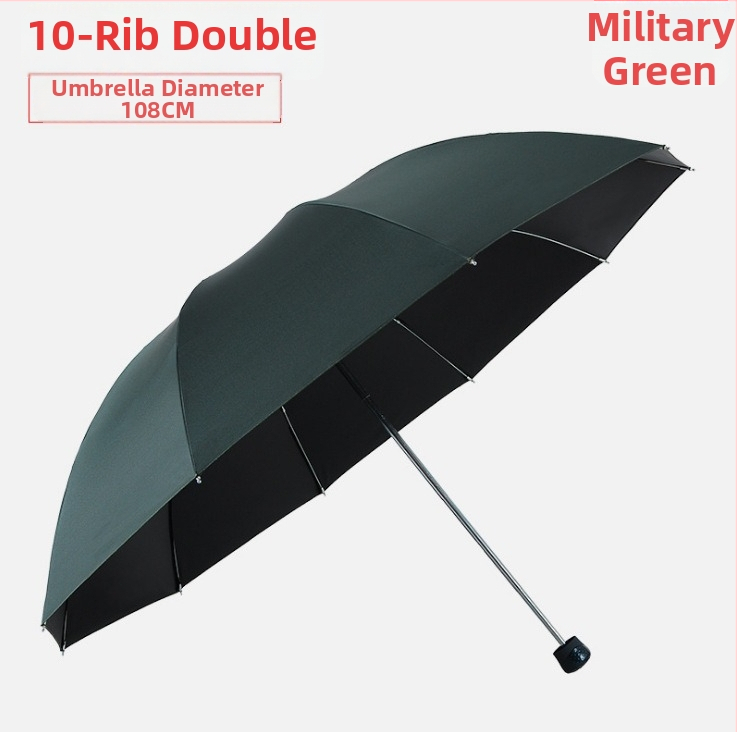 Reklamný slnečný dážnik s 10 oceľovými ramenami, 190T tkanina, ručné otváranie/zatváranie, tlač loga, plastová rukoväť