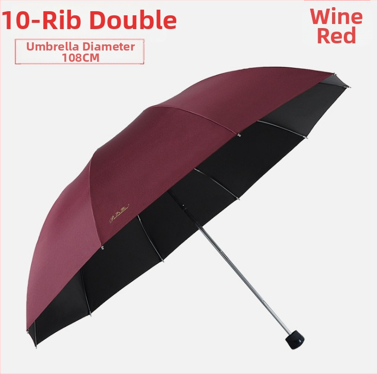 Reklamný slnečný dážnik s 10 oceľovými ramenami, 190T tkanina, ručné otváranie/zatváranie, tlač loga, plastová rukoväť