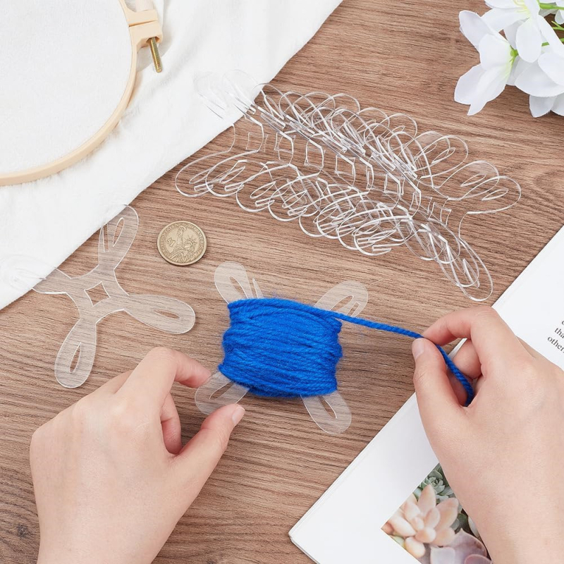 Šijacia kazeta: 5 kusov priehľadných akrylových navíjačov priadze a organizér pre krížikový steh na pletenie a šitie (materiál: priehľadný akryl; množstvo: 5 ks; vlastnosti: navíjanie priadze, organizér krížikového stehu, pletenie a šitie)