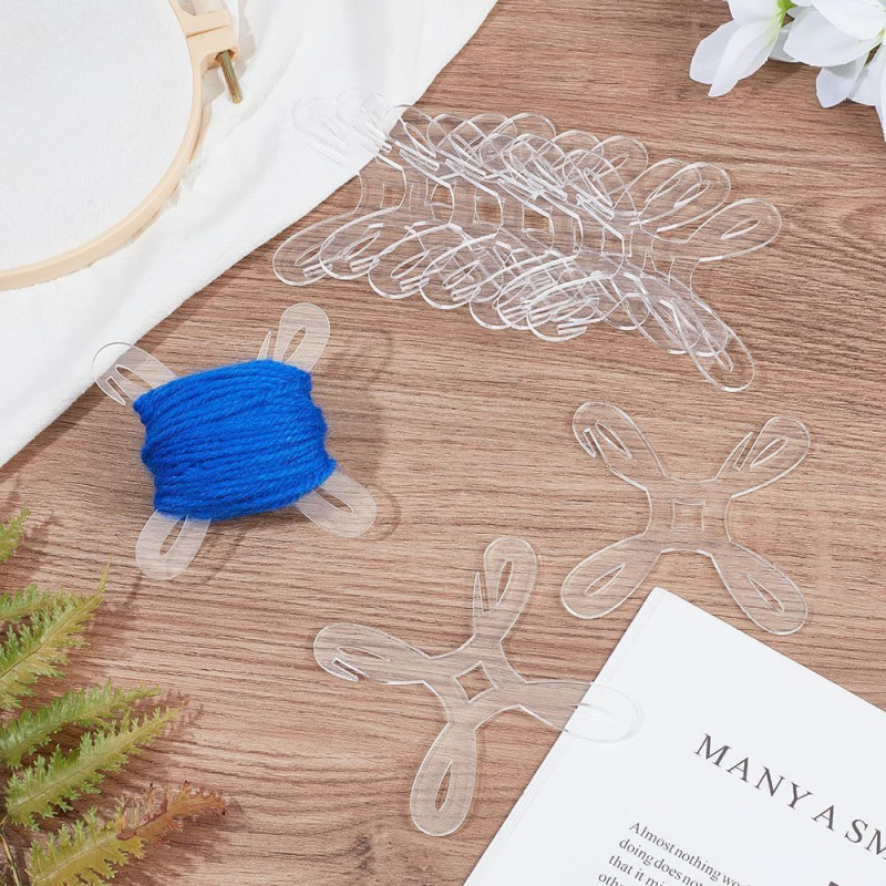 Šijacia kazeta: 5 kusov priehľadných akrylových navíjačov priadze a organizér pre krížikový steh na pletenie a šitie (materiál: priehľadný akryl; množstvo: 5 ks; vlastnosti: navíjanie priadze, organizér krížikového stehu, pletenie a šitie)